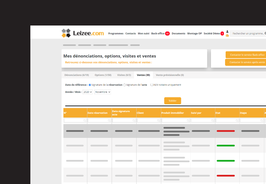 Page gestion des demandes