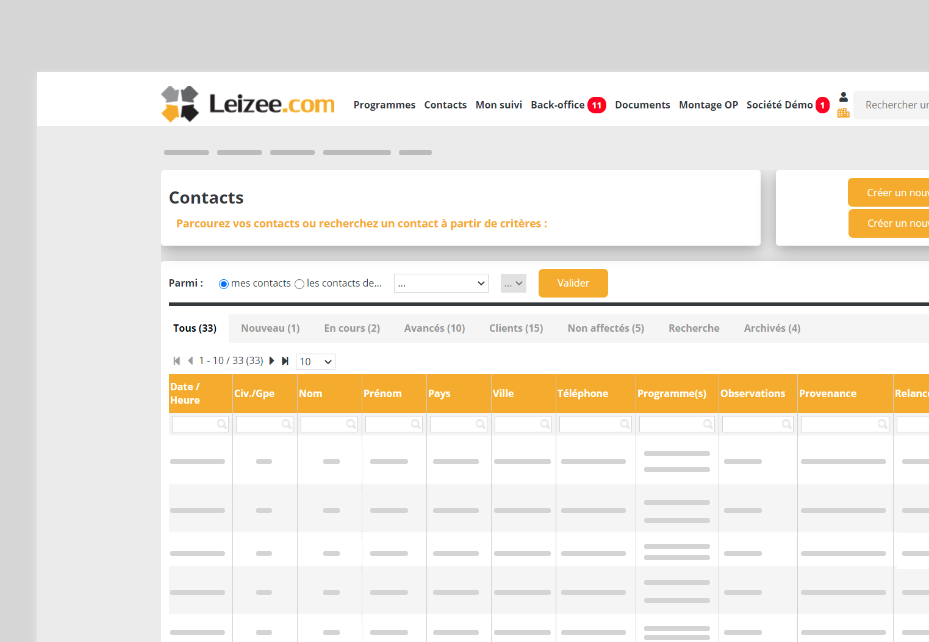 page relation client Leizee