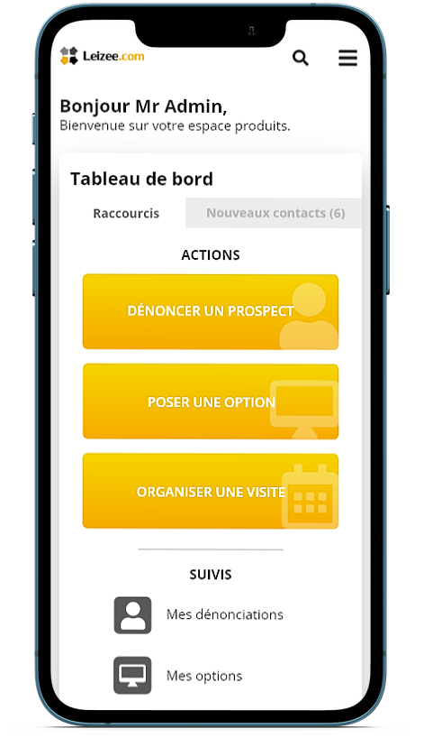 interface Leizee sur mobile