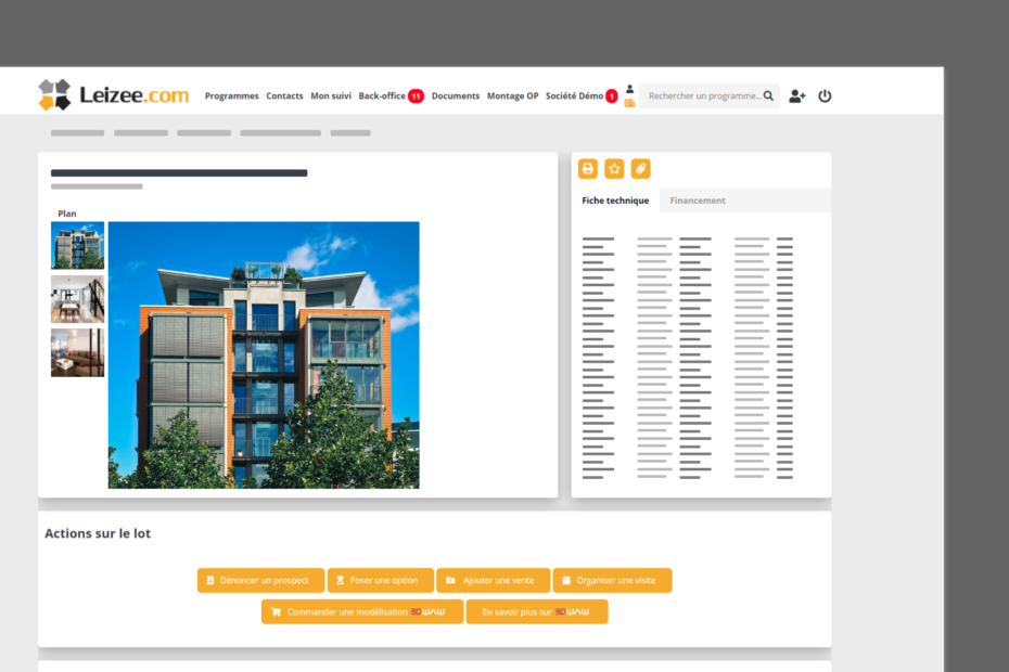 interface Leizee de programme immobilier